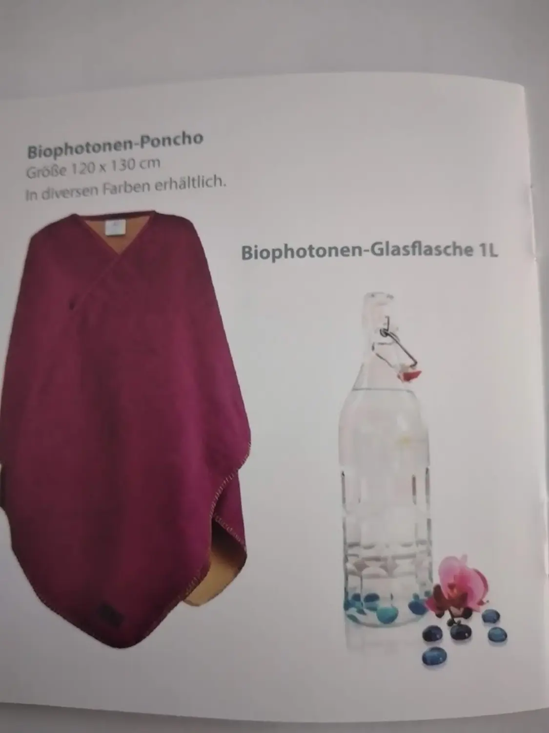 Biophotonen-Poncho und Biophotonen-Glasflasche